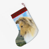 Collie in bergen (ruw) Schilderen - Dog Art Kleine Kerstsok (Achterkant (Hangend))