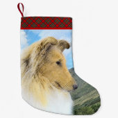 Collie in bergen (ruw) Schilderen - Dog Art Kleine Kerstsok (Voorkant)