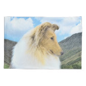 Collie in bergen (ruw) schilderen - Dog Art Kussensloop (Achterkant)