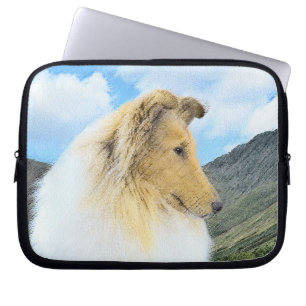 Collie in bergen (ruw) Schilderen - Dog Art Laptop Sleeve