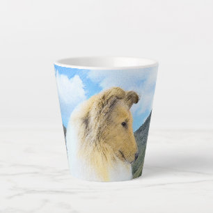 Collie in bergen (ruw) Schilderen - Dog Art Latte Mok