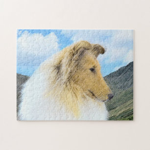Collie in bergen (ruw) Schilderen - Dog Art Legpuzzel