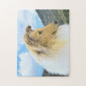 Collie in bergen (ruw) Schilderen - Dog Art Legpuzzel (Verticaal)