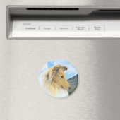 Collie in bergen (ruw) Schilderen - Dog Art Magneet (Insitu (Vaatwasser))