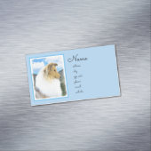 Collie in bergen (ruw) Schilderen - Dog Art Magnetisch Visitekaartje (Voorbeeld)