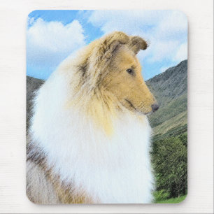 Collie in bergen (ruw) Schilderen - Dog Art Muismat
