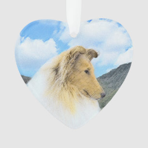 Collie in bergen (ruw) Schilderen - Dog Art Ornament