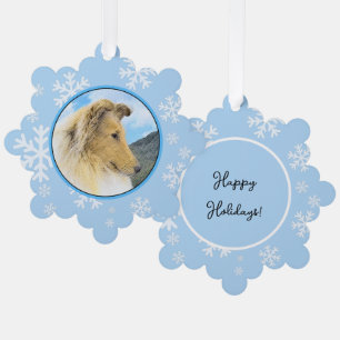 Collie in bergen (ruw) Schilderen - Dog Art Ornament Kaart