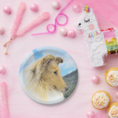 Collie in bergen (ruw) Schilderen - Dog Art Papieren Bordje (Feest)