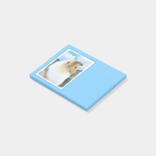 Collie in bergen (ruw) Schilderen - Dog Art Post-it® Notes (Schuin)