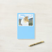 Collie in bergen (ruw) Schilderen - Dog Art Post-it® Notes (Op bureau)