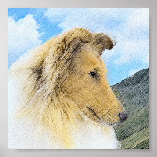 Collie in bergen (ruw) Schilderen - Dog Art Poster