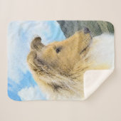 Collie in bergen (ruw) Schilderen - Dog Art Sherpa Deken (Voorkant (horizontaal))