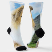 Collie in bergen (ruw) Schilderen - Dog Art Sokken (Gebogen)