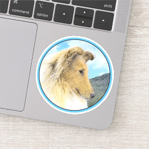 Collie in bergen (ruw) Schilderen - Dog Art Sticker
