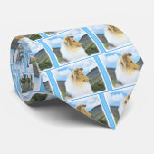 Collie in bergen (ruw) Schilderen - Dog Art Stropdas (Opgerold)