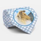 Collie in bergen (ruw) Schilderen - Dog Art Stropdas (Opgerold)