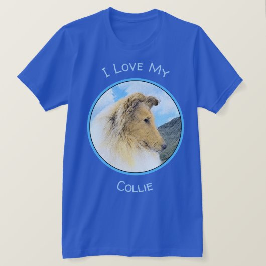Collie in bergen (ruw) Schilderen - Dog Art T-shirt (Design voorkant)