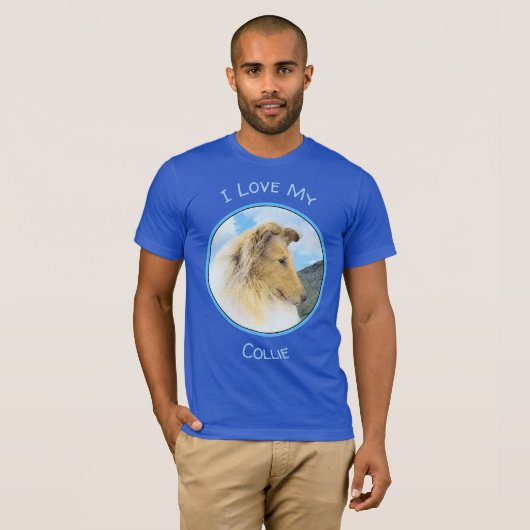 Collie in bergen (ruw) Schilderen - Dog Art T-shirt (Voorkant volledig)