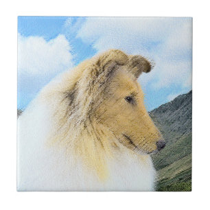 Collie in bergen (ruw) Schilderen - Dog Art Tegeltje