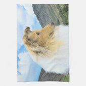 Collie in bergen (ruw) Schilderen - Dog Art Theedoek (Verticaal)