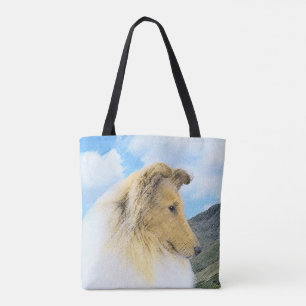 Collie in bergen (ruw) Schilderen - Dog Art Tote Bag