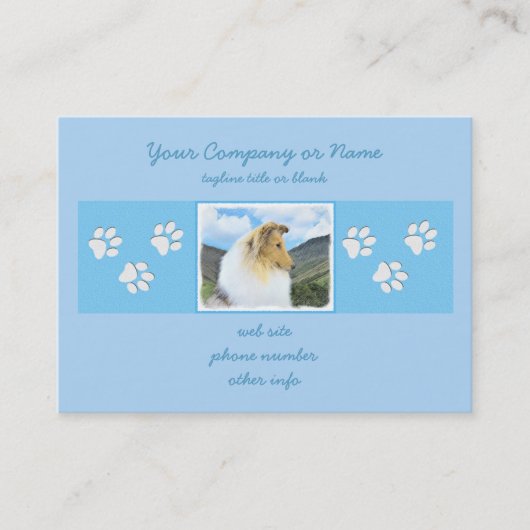 Collie in bergen (ruw) Schilderen - Dog Art Visitekaartje (Voorkant)