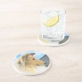 Collie in bergen (ruw) Schilderen - Dog Art Zandsteen Onderzetter (Zijkant)