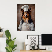 Collie In Chefs Hat Poster, Pet Poster, Collie In Poster (Thuiskantoor)
