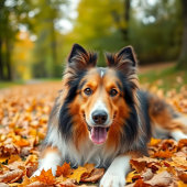 Collie in gras- ontkoppelingspapier tissuepapier