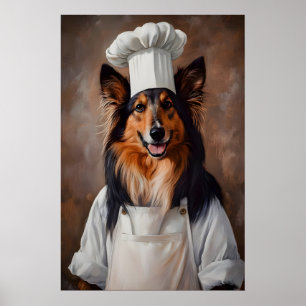 Collie In Kooksmuts Poster, Huisdier Poster, Colli Poster
