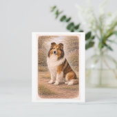 Collie in vintage stijl briefkaart (Staand voorkant)
