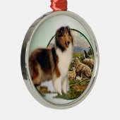Collie Keeper van de schapen Metalen Ornament (Rechts)