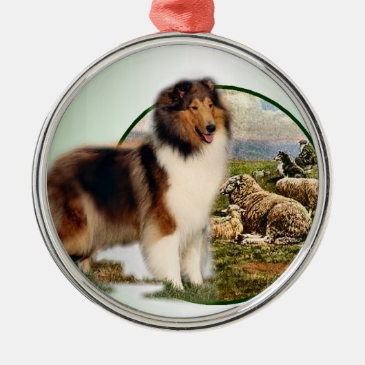 Collie Keeper van de schapen Metalen Ornament (Voorkant)