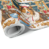Collie Kerstbak: Festieve Kerstmis Cadeaupapier (Rol Hoek)