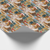 Collie Kerstbak: Festieve Kerstmis Cadeaupapier (Hoek)