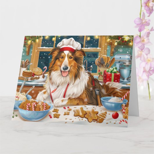 Collie Kerstbak: Festieve Kerstmis Kaart (Orchidee)