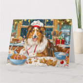 Collie Kerstbak: Festieve Kerstmis Kaart (Voorkant)