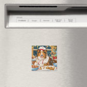 Collie Kerstbak: Festieve Kerstmis Magneet (Insitu (Vaatwasser))