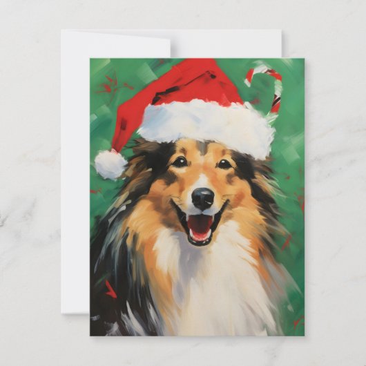 Collie Kerstborstel schilderen kunstwerk Feestdagenkaart (Voorkant)
