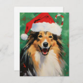 Collie Kerstborstel schilderen kunstwerk Feestdagenkaart (Voorkant / Achterkant)