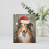 Collie Kerstborstel schilderen kunstwerk Feestdagenkaart (Staand voorkant)
