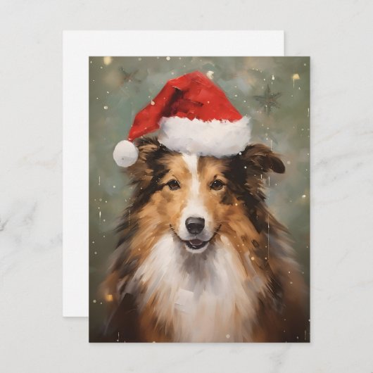 Collie Kerstborstel schilderen kunstwerk Feestdagenkaart (Voorkant / Achterkant)