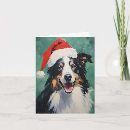 Collie Kerstborstel schilderen kunstwerk Kaart (Voorkant)