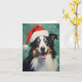Collie Kerstborstel schilderen kunstwerk Kaart (Gele Bloem)