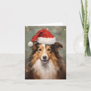 Collie Kerstborstel schilderen kunstwerk Kaart