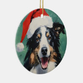 Collie Kerstborstel schilderen kunstwerk Keramisch Ornament (Rechts)