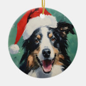 Collie Kerstborstel schilderen kunstwerk Keramisch Ornament (Voorkant)