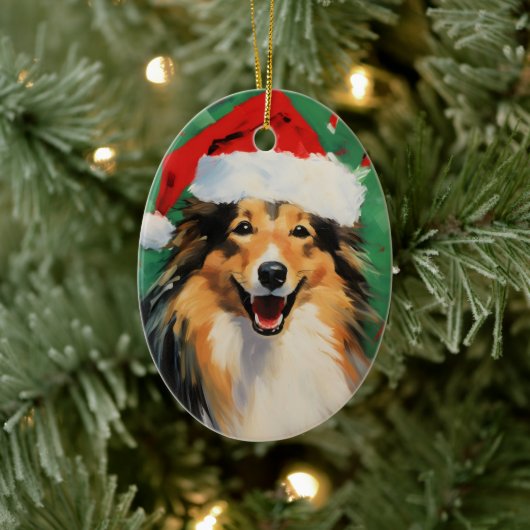 Collie Kerstborstel schilderen kunstwerk Keramisch Ornament (Boom)