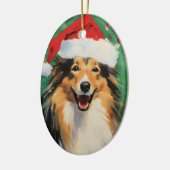 Collie Kerstborstel schilderen kunstwerk Keramisch Ornament (Links)